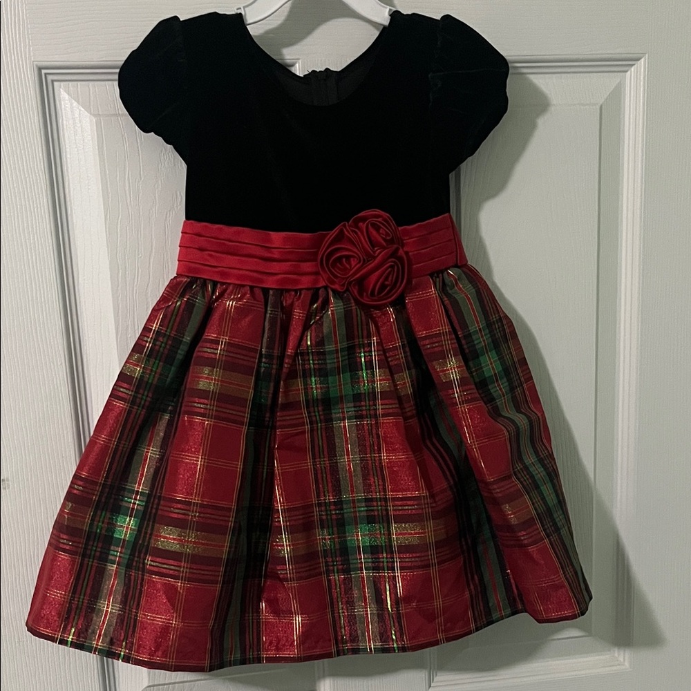 Bonnie Jean Black and Red Plaid Formal Dress